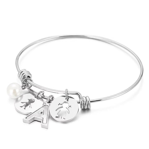 Presentski Letter Adjustable Bangle Bracelet for Sister Best Friends