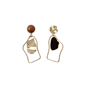 Presentski Temperament Vintage Earrings Geometrically Irregular Oil Drop Asymmetrical Simple Earrings TE054