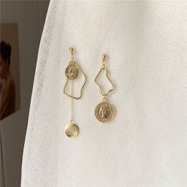 Presentski Vintage coins Geometrically Asymmetric Earrings Simple Earrings TE056