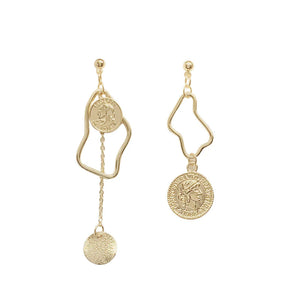 Presentski Vintage coins Geometrically Asymmetric Earrings Simple Earrings TE056