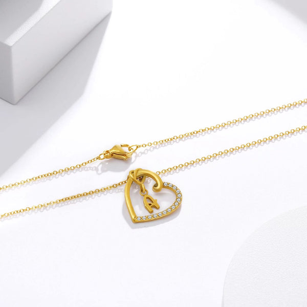 Presentski Heart Pendant Initial A-Z Letter Name Alphabet Adjustable Necklace for Teens Daughter