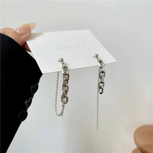 Presentski Fashion Simple Temperament Earrings Asymmetrical Chain Long Earrings TE058