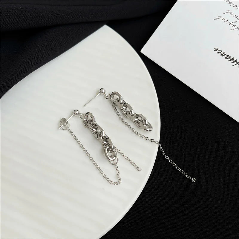 Presentski Fashion Simple Temperament Earrings Asymmetrical Chain Long Earrings TE058