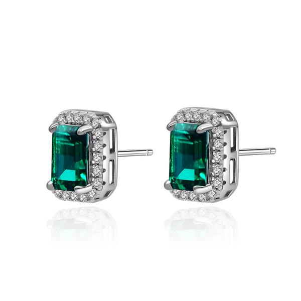 Emerald Cubic Zirconia Sterling Silver Earrings