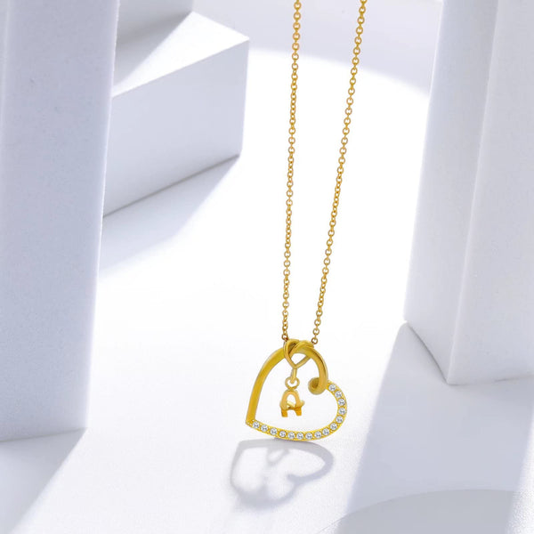 Presentski Heart Pendant Initial A-Z Letter Name Alphabet Adjustable Necklace for Teens Daughter