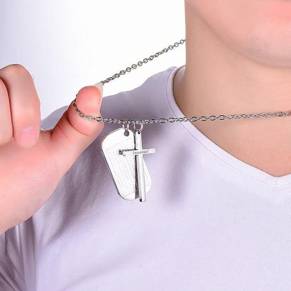 Presentski Personality Titanium Steel Military Brand Cross Necklace Retro Hip Hop Tide Men's Tag Necklace