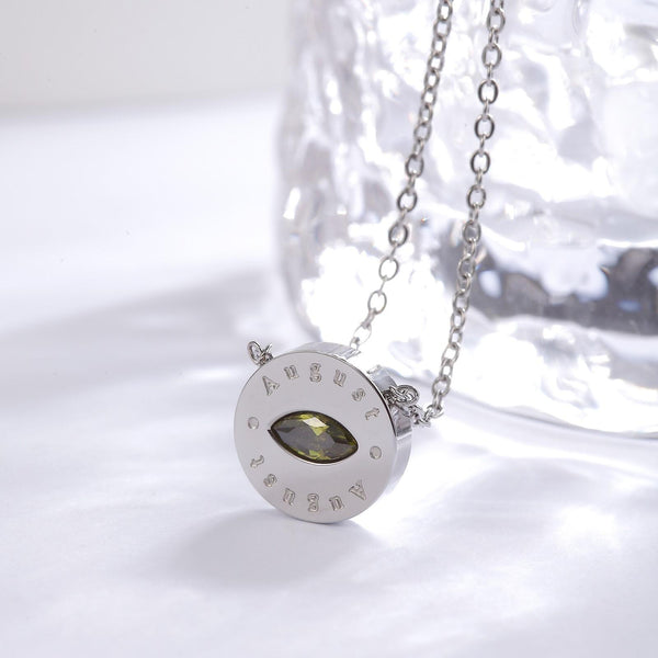 Presentski Birthstone Pendant Necklace Evil Eye Shaped Pendant