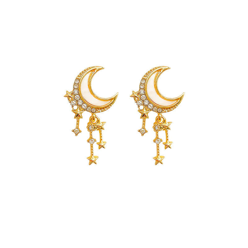 Presentski Star Moon Earrings Female Fashion Style Tassel Earrings TE071