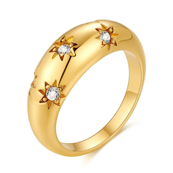 Presentski Shining Hexagram Star Ring for Women Girls