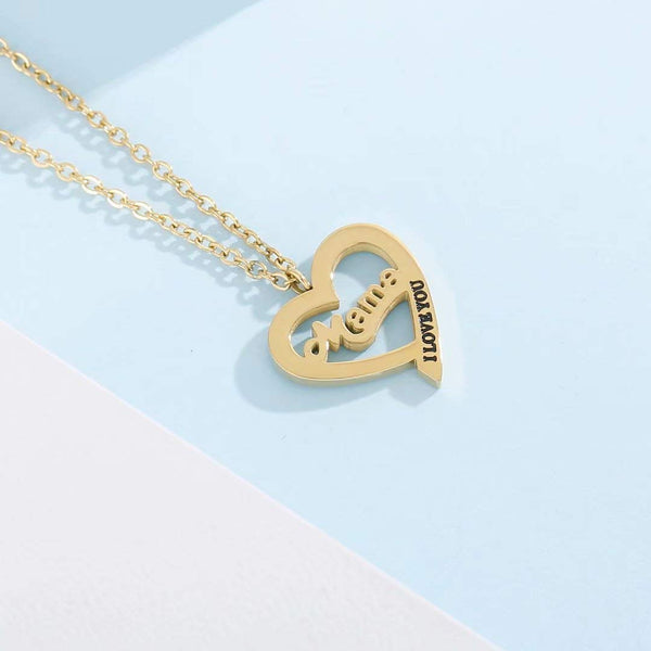 Presentski Mom Necklace Mother Birthday Gifts Love You Mom Heart Pendant Necklace for Mom Wife Grandma from Daughter Husband