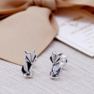 925 Sterling Silver Origami Fox Earrings - Best gift for girl