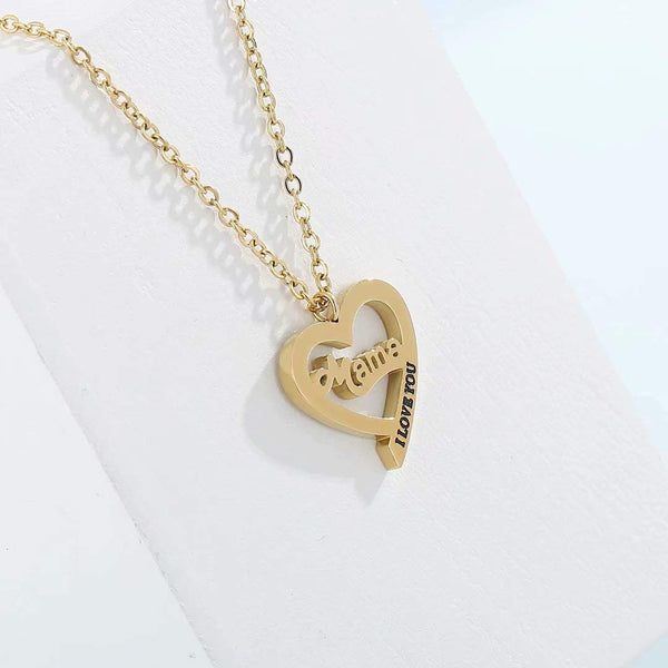 Presentski Mom Necklace Mother Birthday Gifts Love You Mom Heart Pendant Necklace for Mom Wife Grandma from Daughter Husband