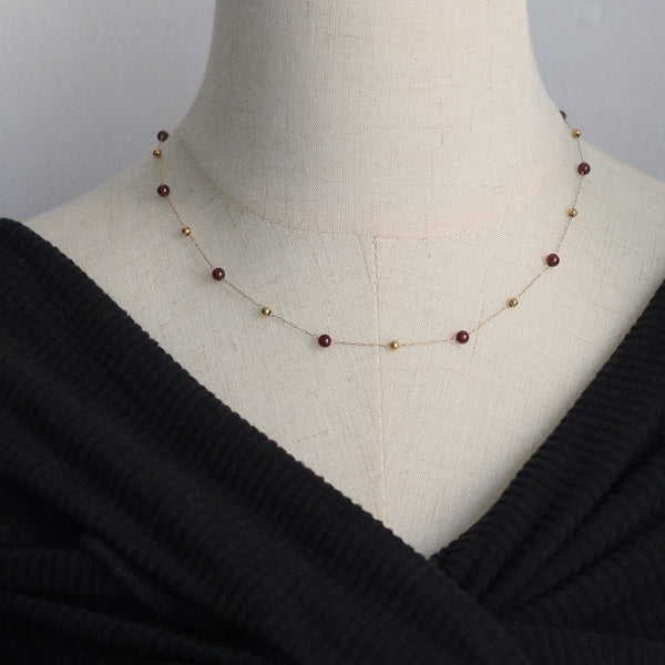 Pomegranate Long and Short Temperament Necklace