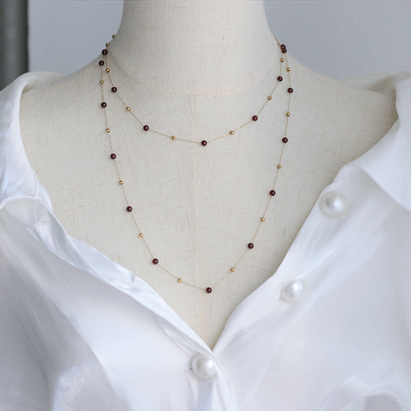 Pomegranate Long and Short Temperament Necklace