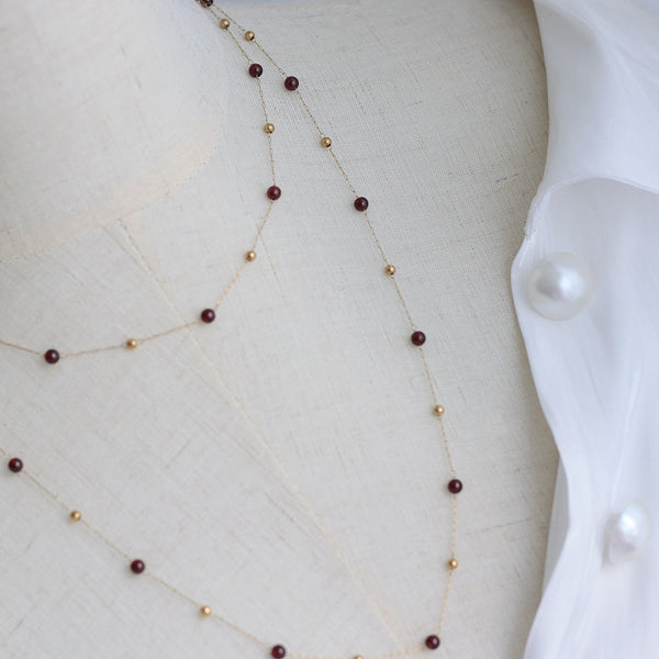 Pomegranate Long and Short Temperament Necklace