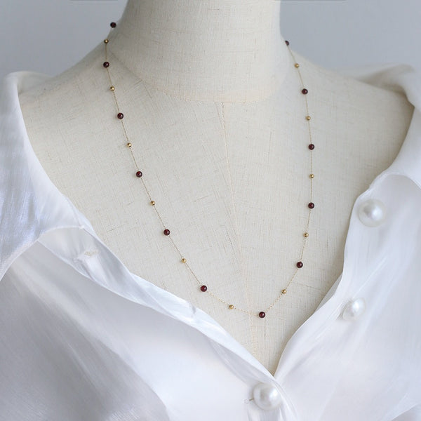 Pomegranate Long and Short Temperament Necklace