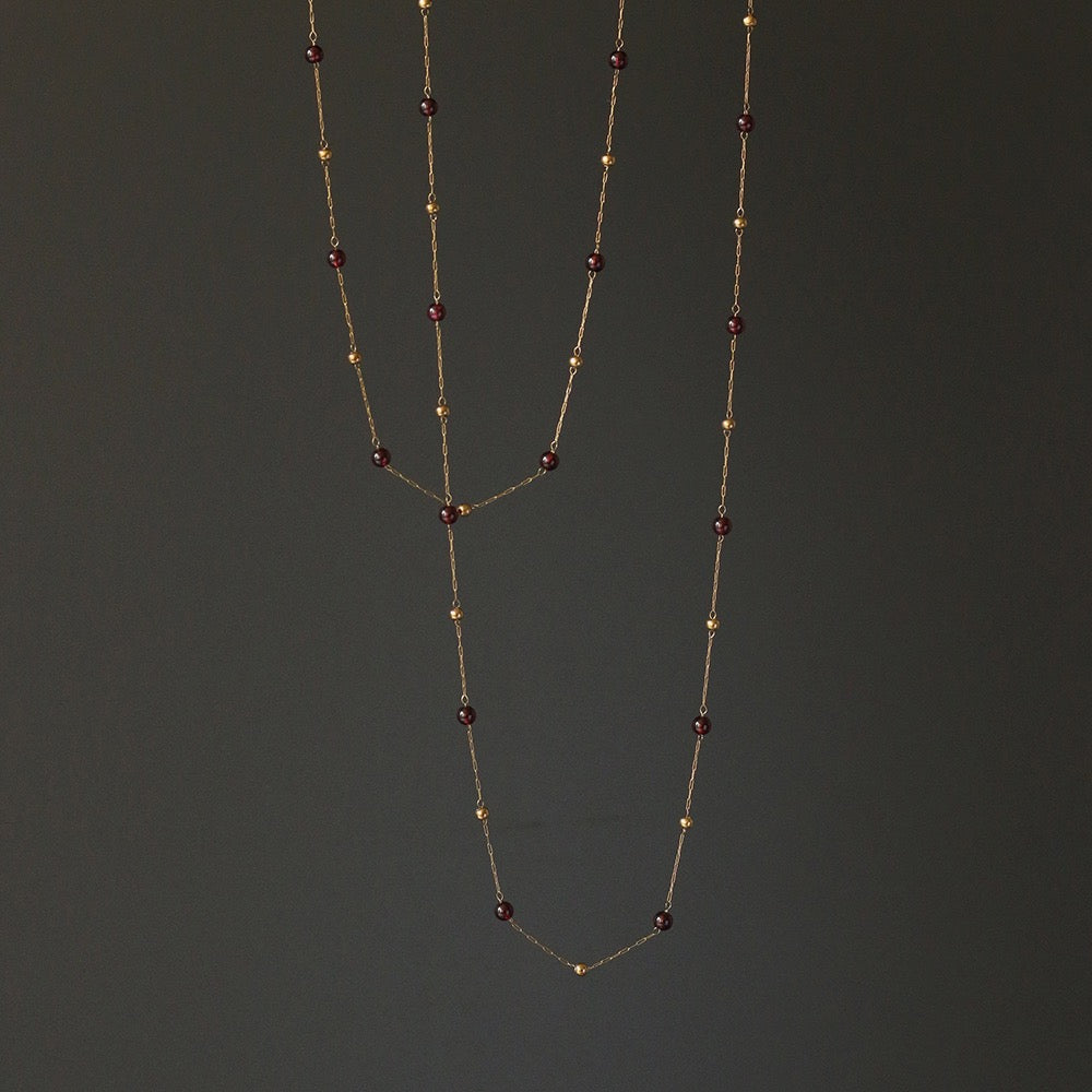 Pomegranate Long and Short Temperament Necklace