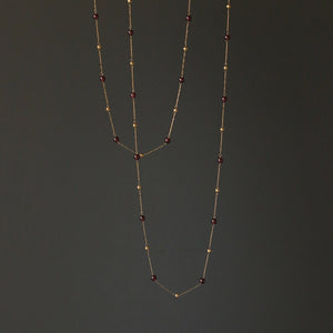 Pomegranate Long and Short Temperament Necklace