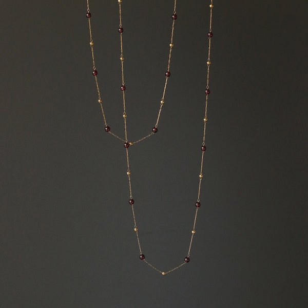 Pomegranate Long and Short Temperament Necklace