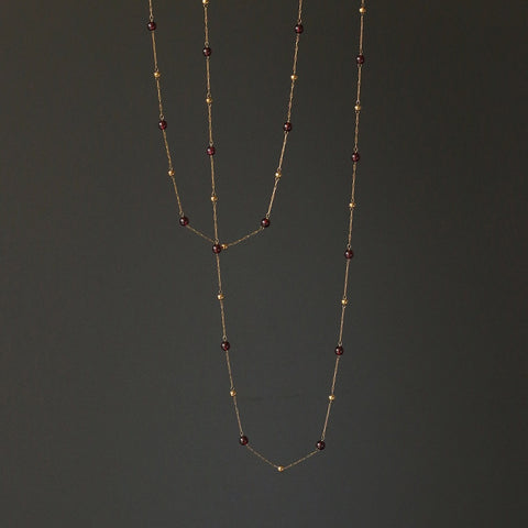 Pomegranate Long and Short Temperament Necklace