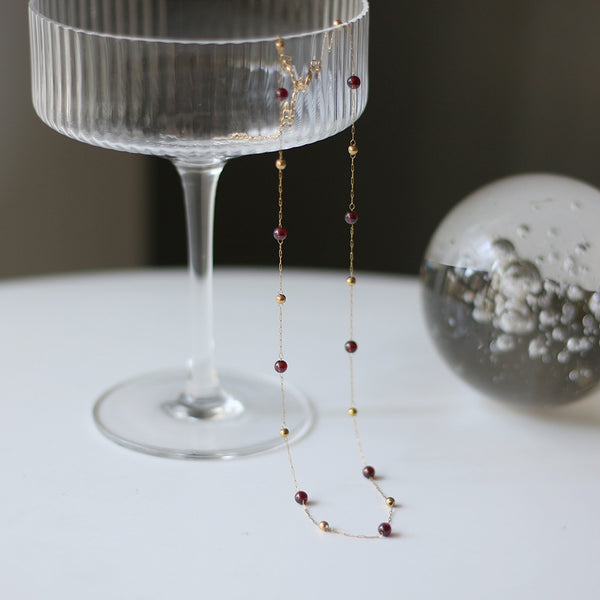 Pomegranate Long and Short Temperament Necklace