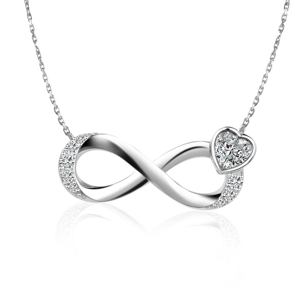 Infinity Birthstone Heart Necklace 925 Sterling Silver - Presentski Forever Love Pendant Necklaces for Mom Wife Birthstones Infinity Collection Jewelry Gift for Birthday Mother’s Day Valentine's Day