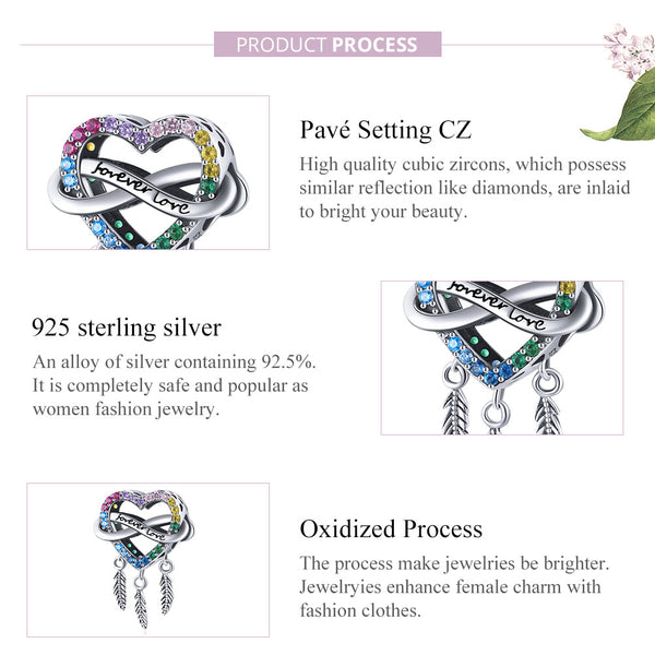 Presentski Silver Dream Catcher Forever Charms Beads Fit Original Bracelet Bangle For Women Rainbow Pendant DIY