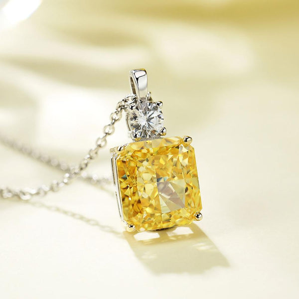 Classic Citrine 925 Sterling Silver Cushion Cut Pendant Necklace