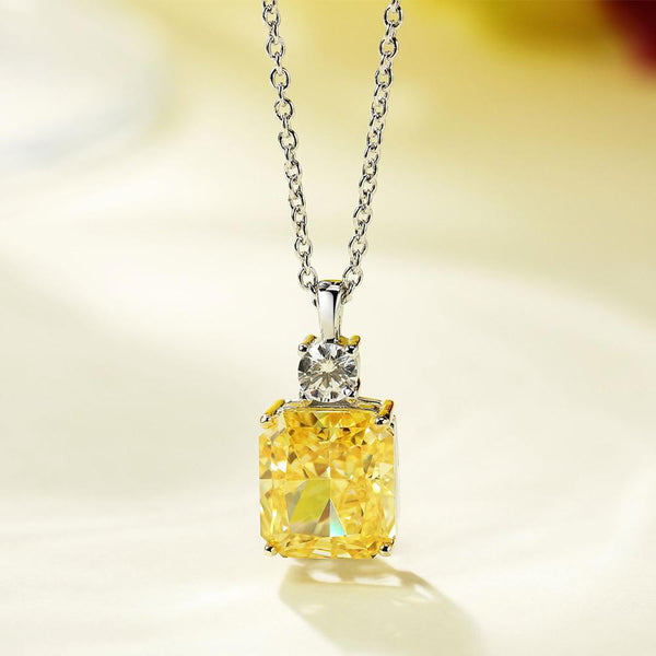 Classic Citrine 925 Sterling Silver Cushion Cut Pendant Necklace