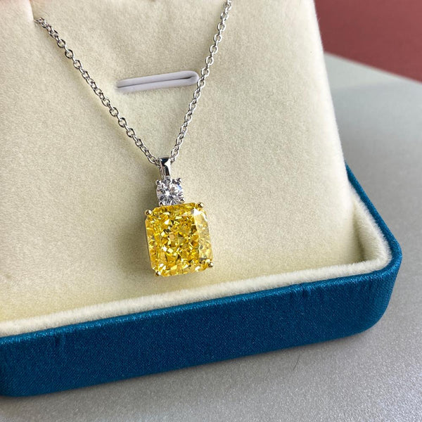 Classic Citrine 925 Sterling Silver Cushion Cut Pendant Necklace