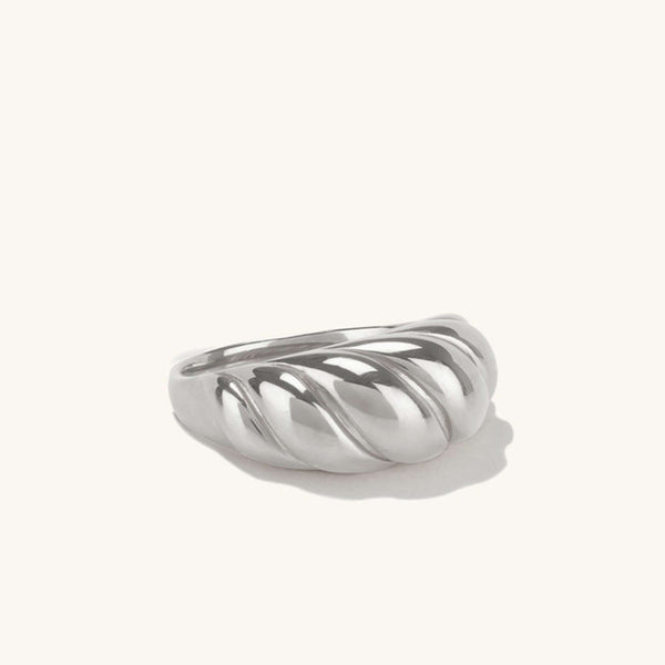 18K Gold Plated Stainless Steel Croissant Dome Ring