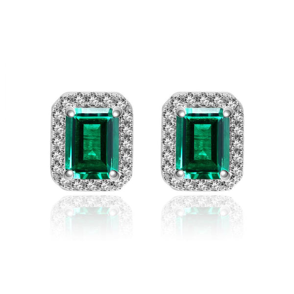 Emerald Cubic Zirconia Sterling Silver Earrings