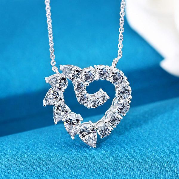 Heart Created 925 Sterling Silver Pendant Necklace