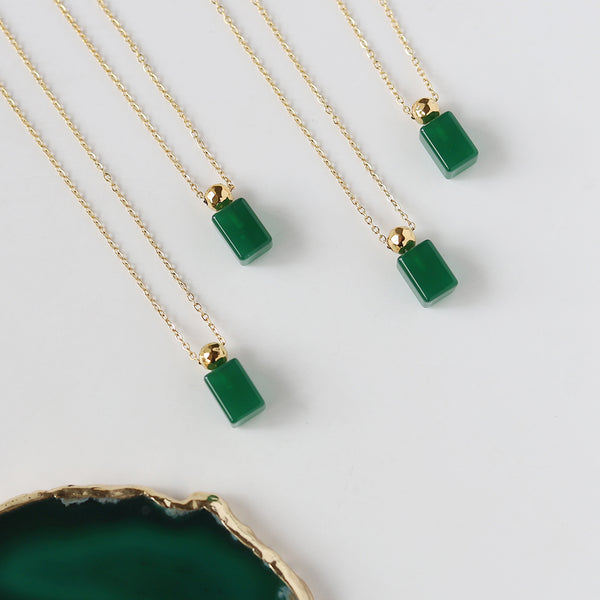 Presentski Retro Emerald Ball Perfume Bottle Choker Chain Necklace