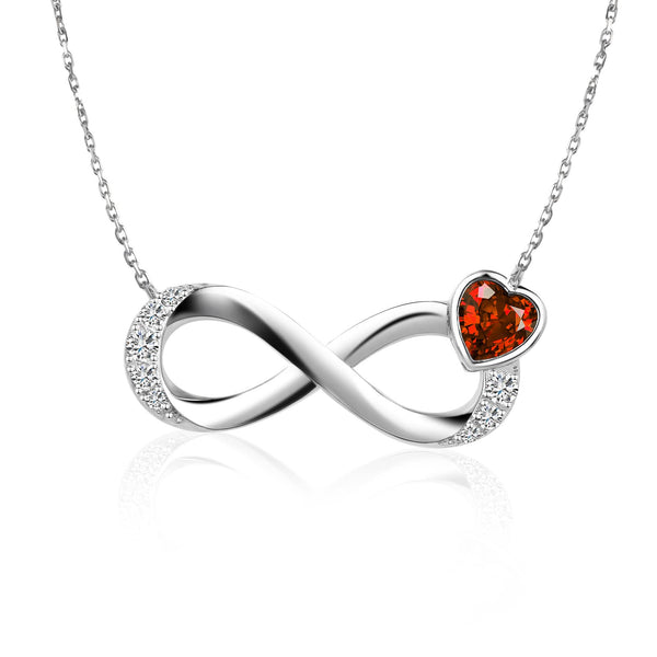 Infinity Birthstone Heart Necklace 925 Sterling Silver - Presentski Forever Love Pendant Necklaces for Mom Wife Birthstones Infinity Collection Jewelry Gift for Birthday Mother’s Day Valentine's Day