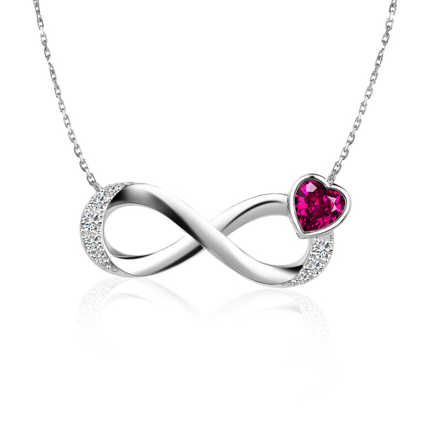 Infinity Birthstone Heart Necklace 925 Sterling Silver - Presentski Forever Love Pendant Necklaces for Mom Wife Birthstones Infinity Collection Jewelry Gift for Birthday Mother’s Day Valentine's Day