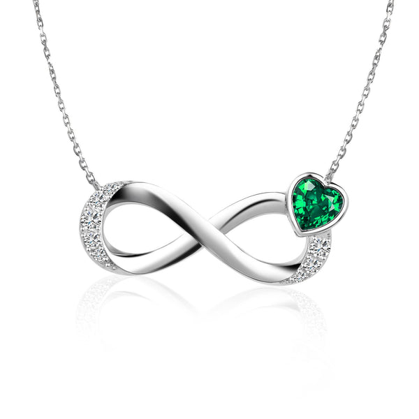 Infinity Birthstone Heart Necklace 925 Sterling Silver - Presentski Forever Love Pendant Necklaces for Mom Wife Birthstones Infinity Collection Jewelry Gift for Birthday Mother’s Day Valentine's Day