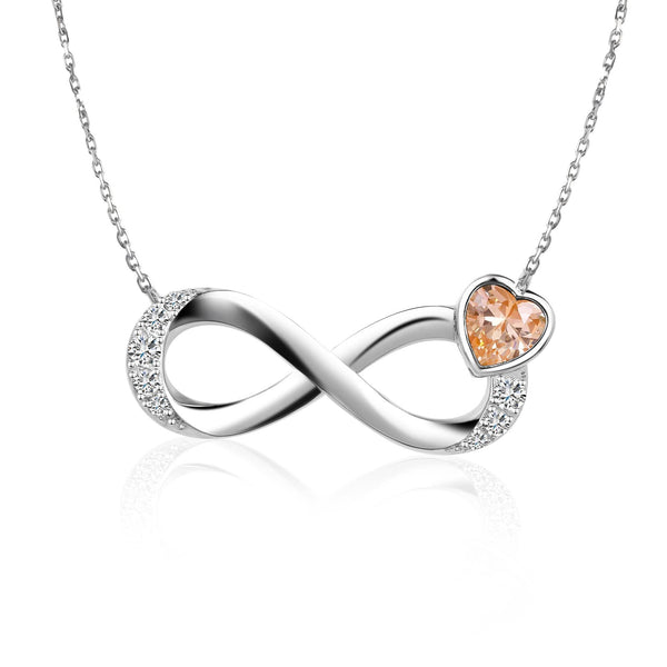 Infinity Birthstone Heart Necklace 925 Sterling Silver - Presentski Forever Love Pendant Necklaces for Mom Wife Birthstones Infinity Collection Jewelry Gift for Birthday Mother’s Day Valentine's Day