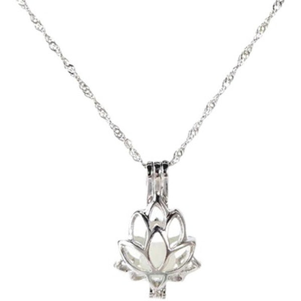 [TN048] Presentski Luminous Stone Lotus Flower Necklace