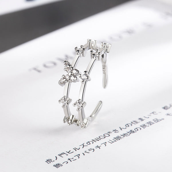 [TR032] Presentski Butterfly Adjustable Ring with Cubic Zirconia