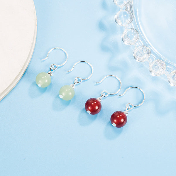 [TE080] Presentski Retro Dangle Earrings Green and Red Color