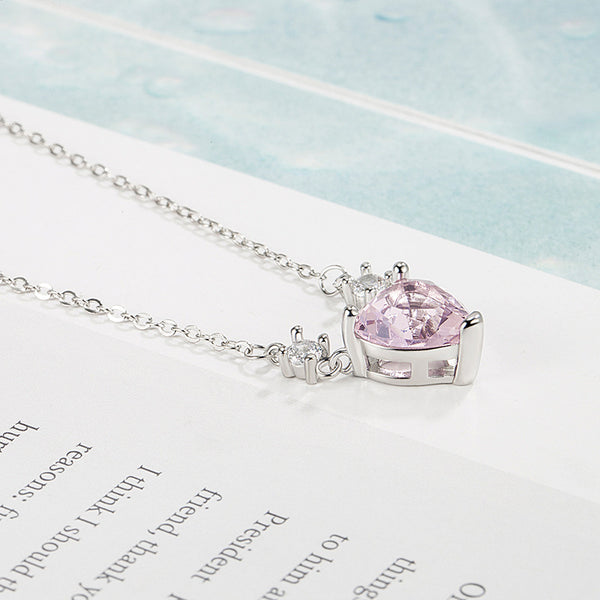 [TN051] Presentski Pink Diamond Love Heart Necklace