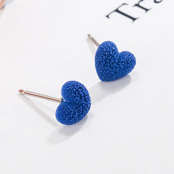 [TE078] Presentski Frosted Klein Blue Heart-shaped Stud Earrings