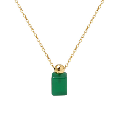 Presentski Retro Emerald Ball Perfume Bottle Choker Chain Necklace