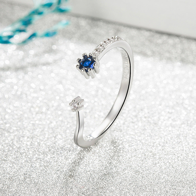 [TR053] Presentski Blue CZ Simple Ring Adjustable Size