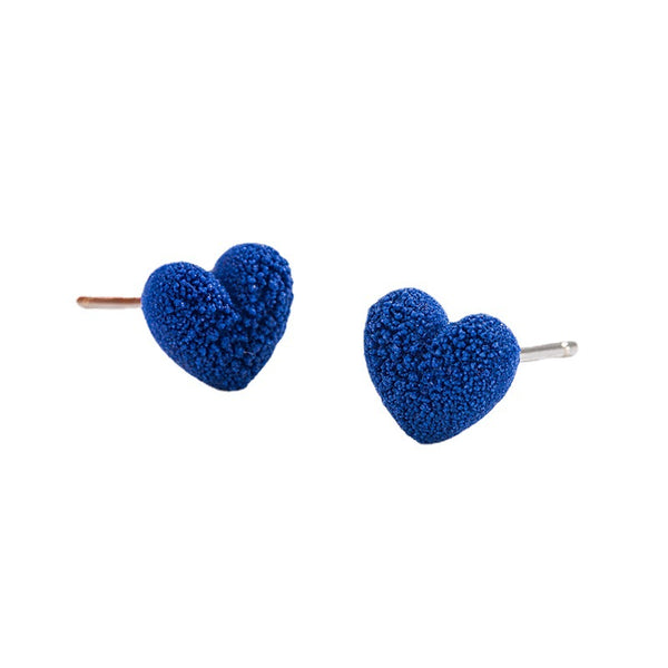 [TE078] Presentski Frosted Klein Blue Heart-shaped Stud Earrings