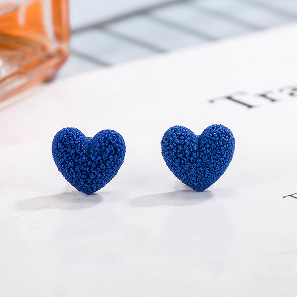 [TE078] Presentski Frosted Klein Blue Heart-shaped Stud Earrings