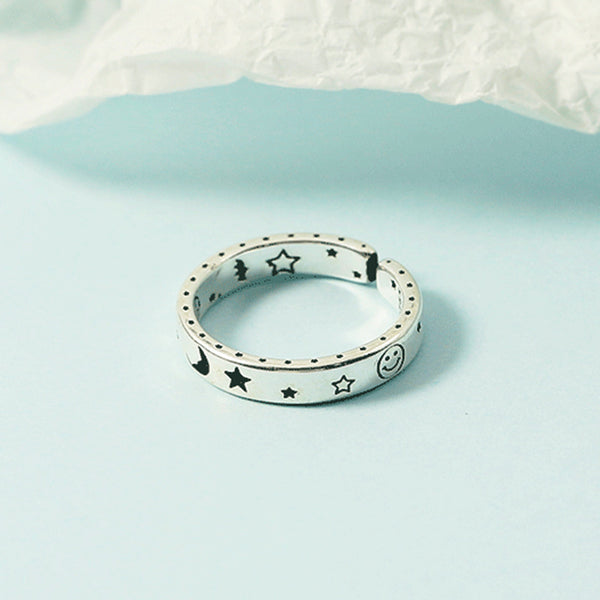 [TR046] Presentski Moon Stars Open Ring Adjustable Size