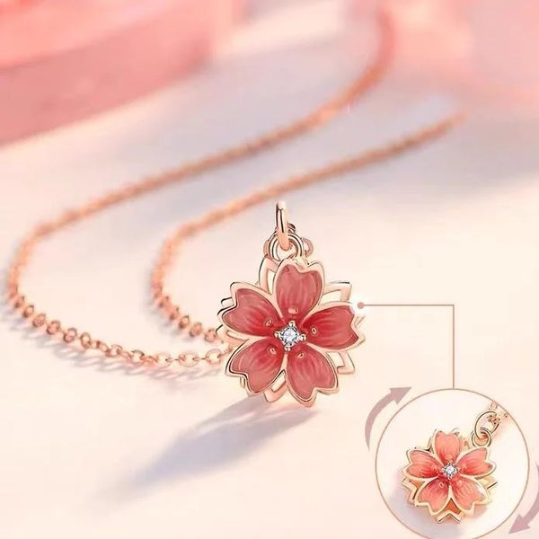 Presentski Rotating Pink Peach Pendant Spinning Necklace TSN001