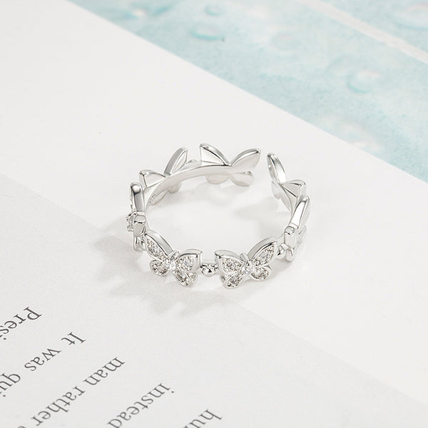 [TR024] Presentski Butterfuly Ring with CZ Adjustable Size